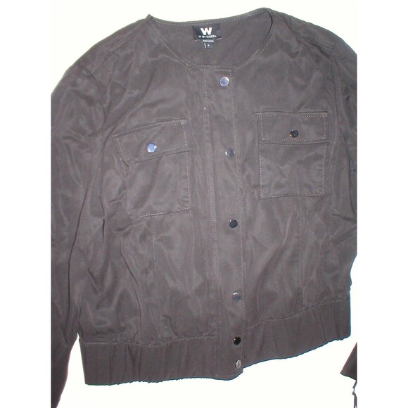 Womens 6 W Worth New York Sueded Twill Jacket NWT $298 Dark Brown Crop Cargo - Picture 2 of 6